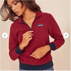 Patagonia Women's Woolyester Fleece Pullover ¼ Zip Size S Red Outdoor Gorpcore